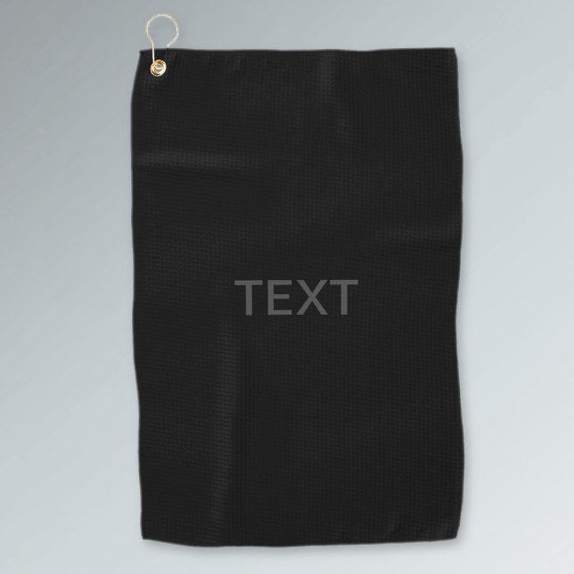 Modern Editable Text | Dark Grey & Black Golf Towel (Creator Uploaded)