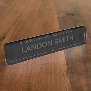 Modern Editable Text   Dark Grey & Black Nameplate