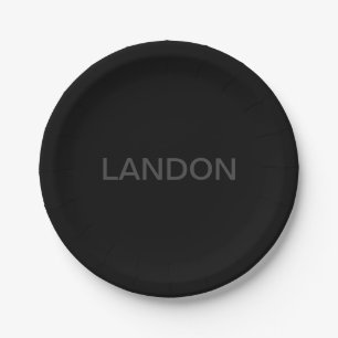 Modern Editable Text   Dark Grey & Black Paper Plate