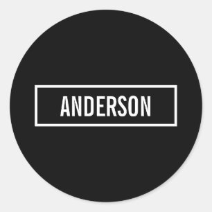 Modern Editable Text in White Logo Style Frame Classic Round Sticker