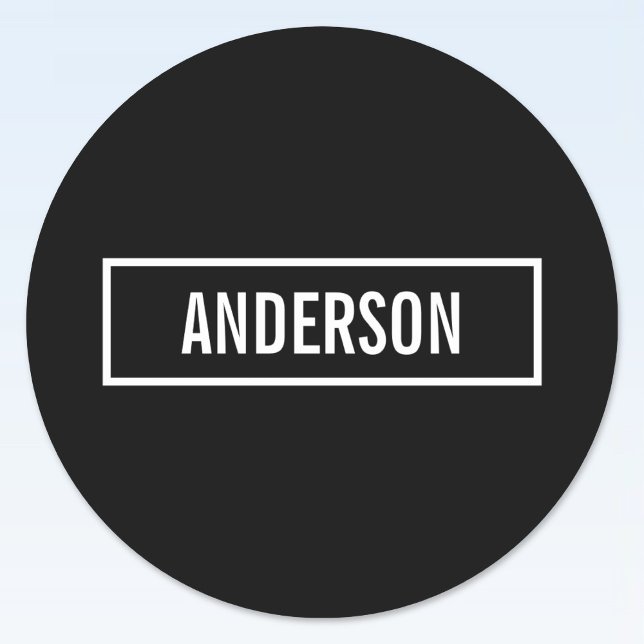 Modern Editable Text in White Logo Style Frame Classic Round Sticker (Creator Uploaded)