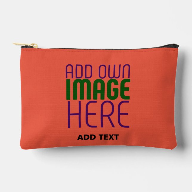 MODERN EDITABLE TOMATO RED IMAGE TEXT TEMPLATE ACCESSORY POUCH (Front)