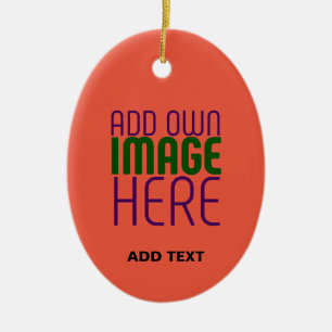 MODERN EDITABLE TOMATO RED IMAGE TEXT TEMPLATE CERAMIC ORNAMENT