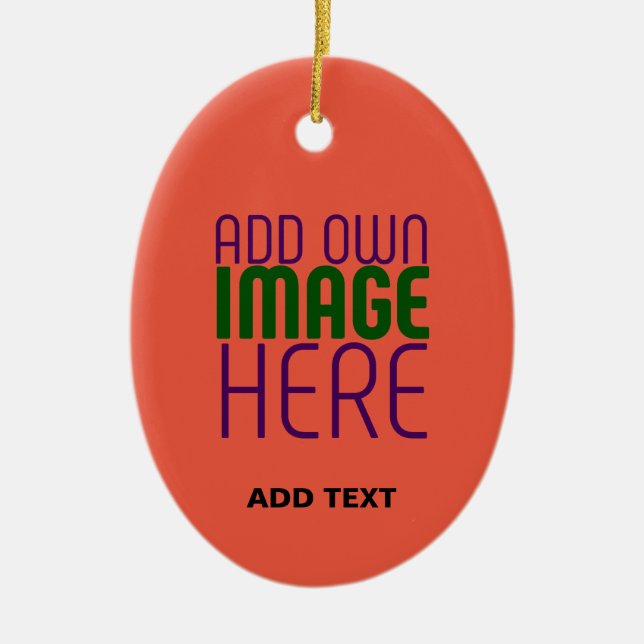  MODERN EDITABLE TOMATO RED IMAGE TEXT TEMPLATE CERAMIC ORNAMENT (Front)