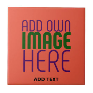 MODERN EDITABLE TOMATO RED IMAGE TEXT TEMPLATE CERAMIC TILE