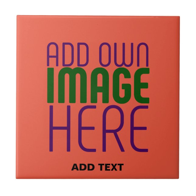  MODERN EDITABLE TOMATO RED IMAGE TEXT TEMPLATE CERAMIC TILE (Front)