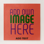 MODERN EDITABLE TOMATO RED IMAGE TEXT TEMPLATE JIGSAW PUZZLE<br><div class="desc">THIS IS A DESIGN FITTING FOR CUSTOMERS.YOU CAN CHANGE, RESIZE OR ADD LOGO, PHOTO, TEXT AND COLOURS THE WAY YOU WANT.THANK YOU.</div>