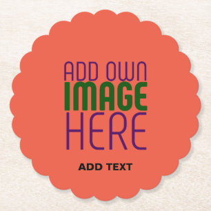MODERN EDITABLE TOMATO RED IMAGE TEXT TEMPLATE PAPER COASTER
