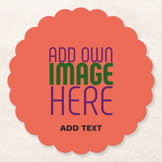 MODERN EDITABLE TOMATO RED IMAGE TEXT TEMPLATE PAPER COASTER (Front)