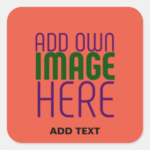 MODERN EDITABLE TOMATO RED IMAGE TEXT TEMPLATE SQUARE STICKER
