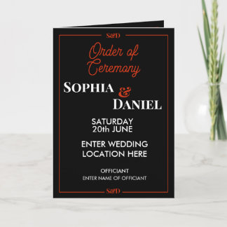 Modern Editable Wedding Order of Ceremony Program