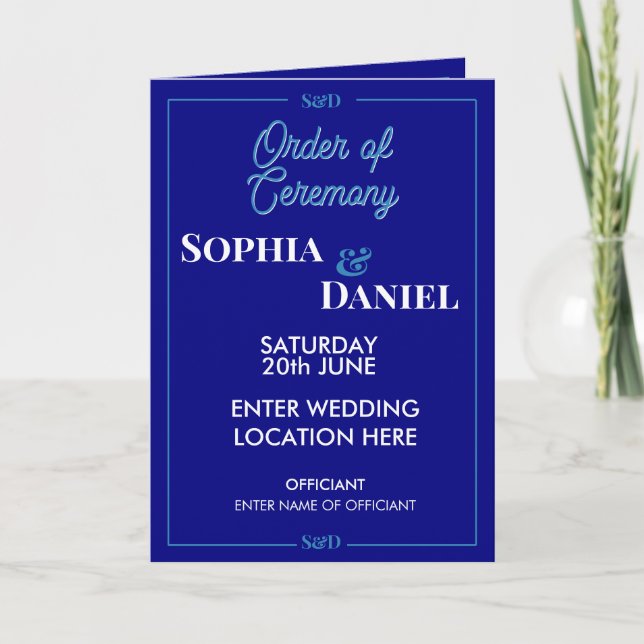 Modern Editable Wedding Order of Ceremony Program (Front)