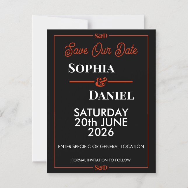 Modern Editable Wedding Save The Date Card (Front)