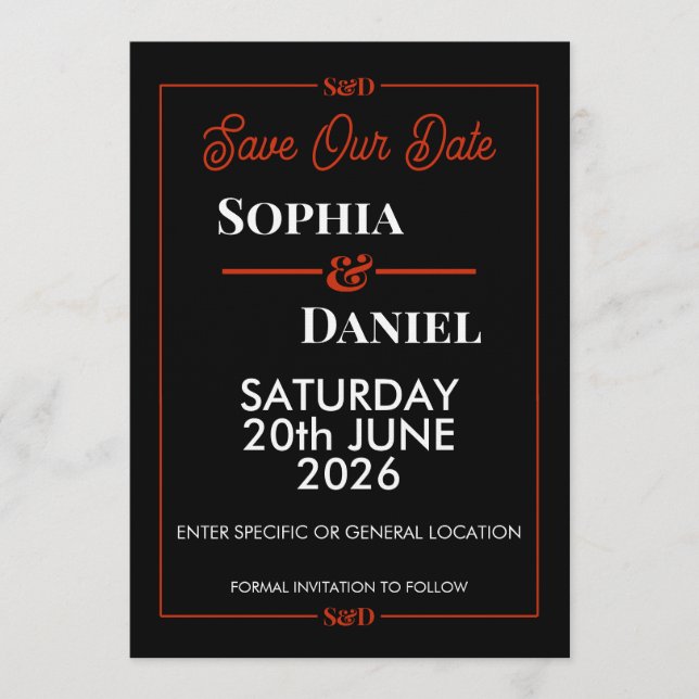 Modern Editable Wedding Save The Date Card (Front)