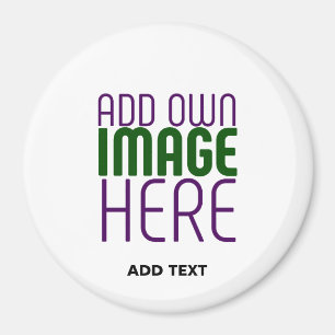 MODERN EDITABLE WHITE IMAGE TEXT TEMPLATE ROUND MAGNET