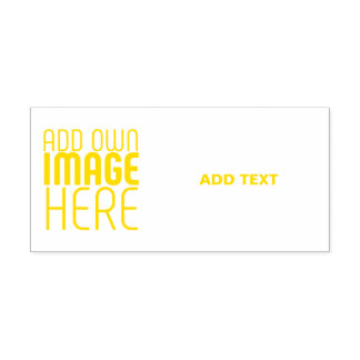 MODERN EDITABLE WHITE IMAGE TEXT TEMPLATE YELLOW SELF-INKING STAMP
