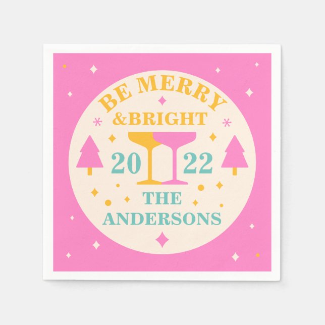 Modern, editable with bright colours Christmas Napkin (Front)