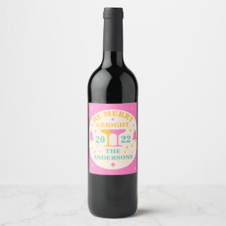 Modern, editable with bright colours Christmas Wine Label