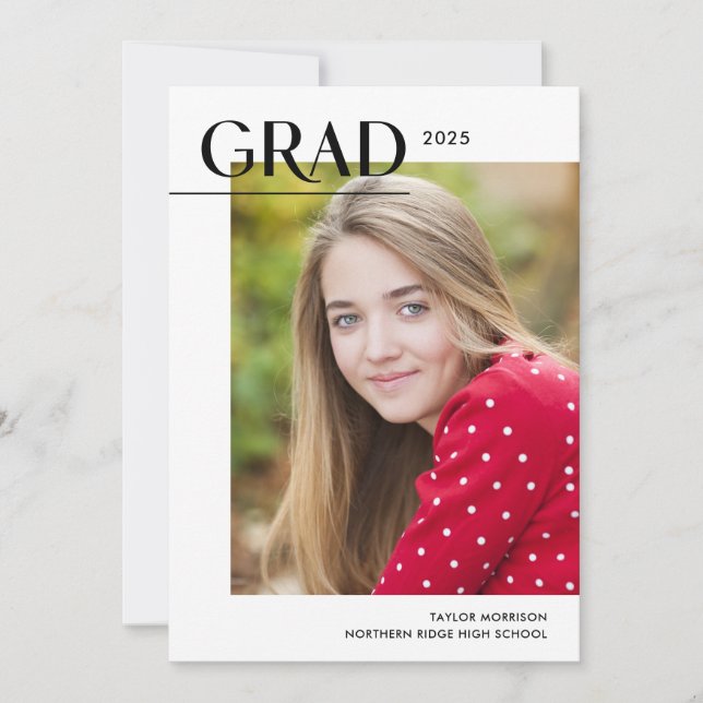 Modern Editorial 2025 Grad 1-Photo Graduation Invitation (Front)