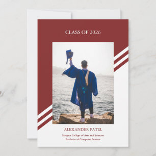 Modern editorial boy graduation announcement card