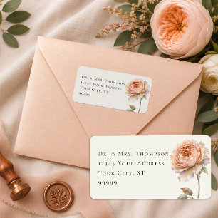 Modern Editorial Peach Botanical Peony Minimalist Label