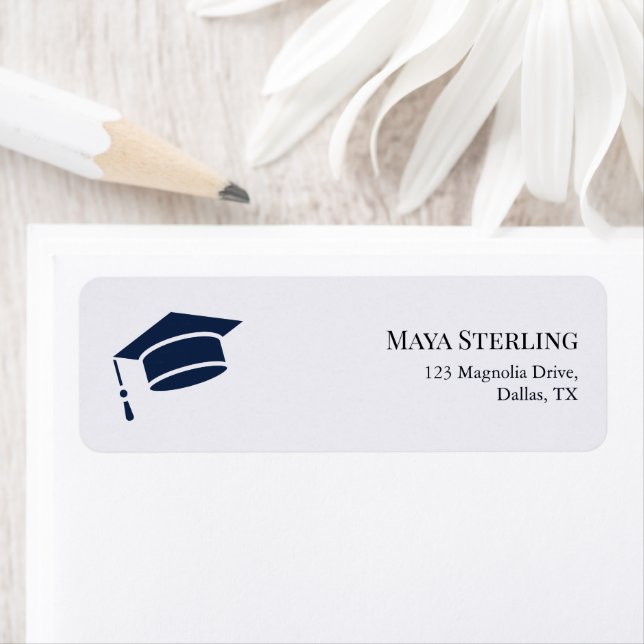 Modern Editorial Script Graduation Return Address  Label (Insitu)