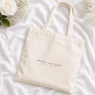 Modern Editorial Serif Wedding Welcome Favour Tote Bag