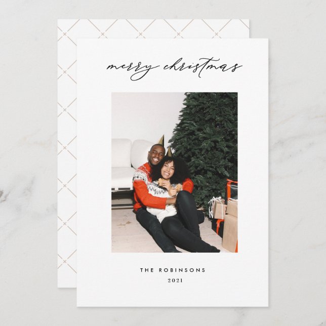 Modern Editorial Style Christmas Photo Holiday Card (Front/Back)