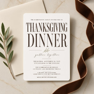 Modern Editorial Thanksgiving Dinner Invitation