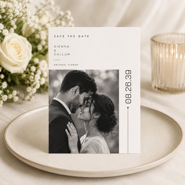 Modern Editorial Wedding Save The Date Photo Card (Creator Uploaded)