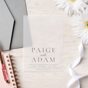 Modern Editorial Wedding Vellum Invitations