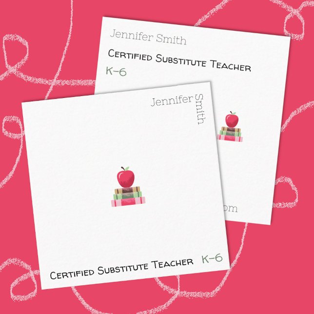 Modern Educator White Square Business Cards (Modern white square contact cards for educators .
)