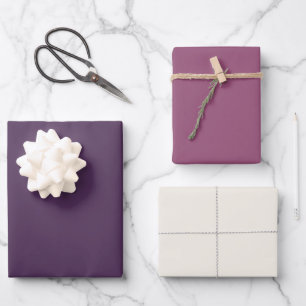 Modern Eggplant Purple Color block Wrapping Paper Sheet