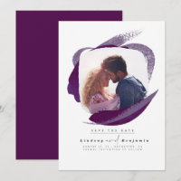 Modern Eggplant Purple Save The Date Photo
