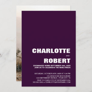 Modern Eggplant Wedding Reception Invitation