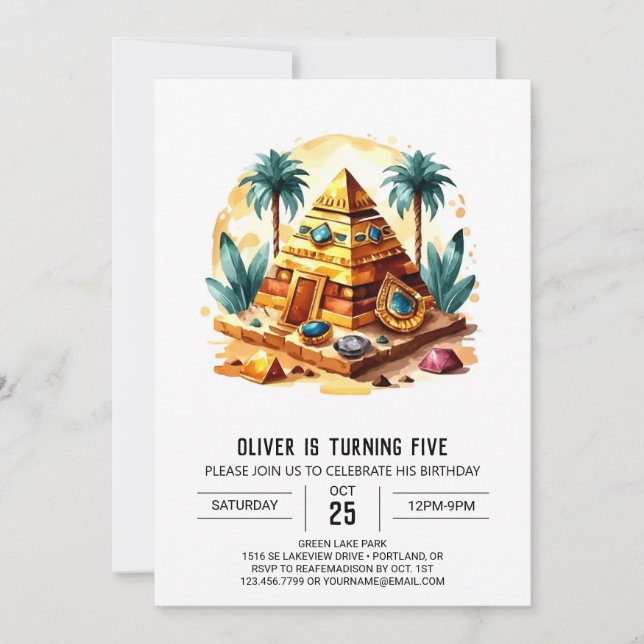 Modern Egyptian Ancient Egypt Pyramids Birthday Invitation (Front)