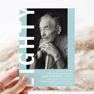 Modern EIGHTY Photo 80th Birthday Party Invitation