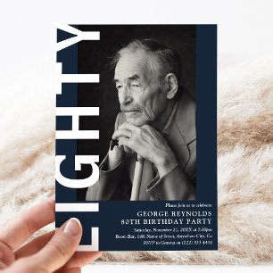 Modern EIGHTY Photo 80th Birthday Party  Invitation