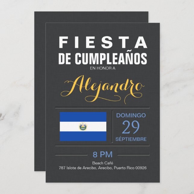 Modern: El Salvador Party Invitation (Front/Back)