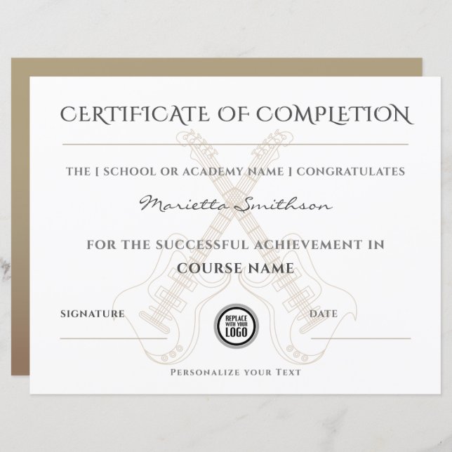 Modern Electric Guitar Chic Completion Certificate (Front/Back)