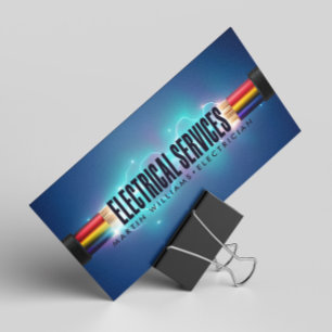 Modern Electric Wire Electrician Business Card