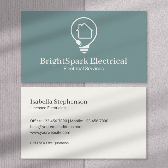 Modern Electrical Contractor Professional Minimal Business Card (Creator Uploaded)