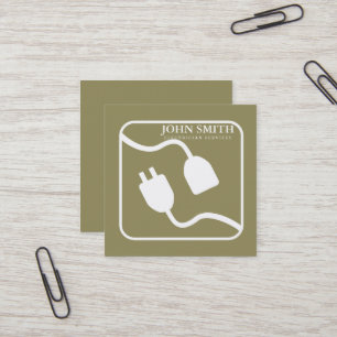 Modern Electrician Extension Cord Logo Square Business Card