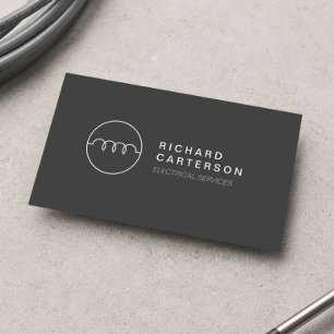 MODERN ELECTRICIAN LOGO on DK GRAY II Business Card