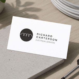 MODERN ELECTRICIAN LOGO on WHITE II Business Card