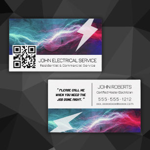Modern Electrician QR – Professional Lightning Business Card