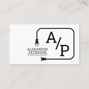 Modern Electrician Service Extension Cord Logo Business Card
