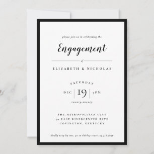 Modern Elegance Black and White Engagement Invite