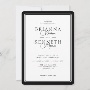 Modern Elegance Black and White Frame Wedding Invitation