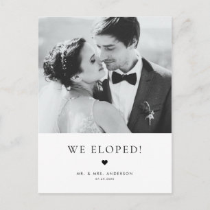 Modern Elegance Black Typography Wedding Elopement Postcard